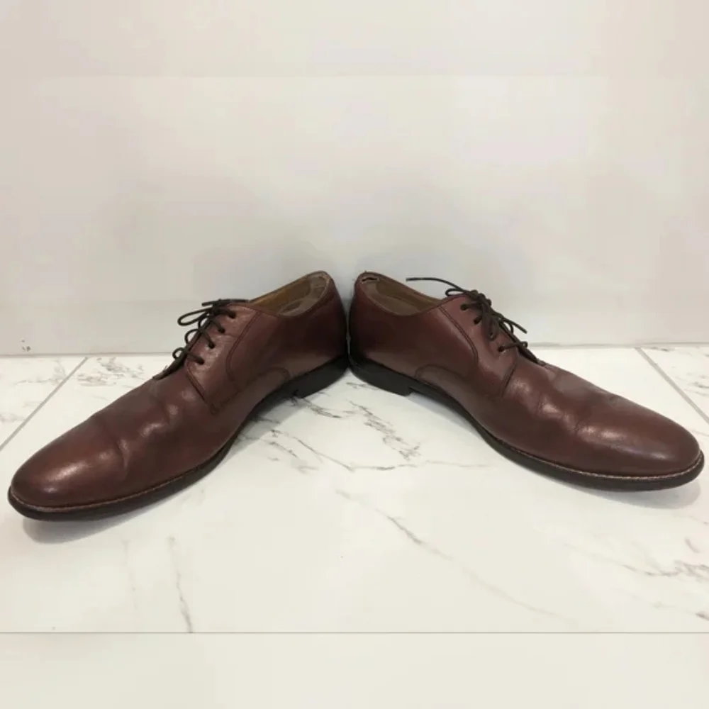 Cole Haan Men's Grand OS Brown Plain Toe Lace Up Oxford Dress Shoes Size 9.5 M